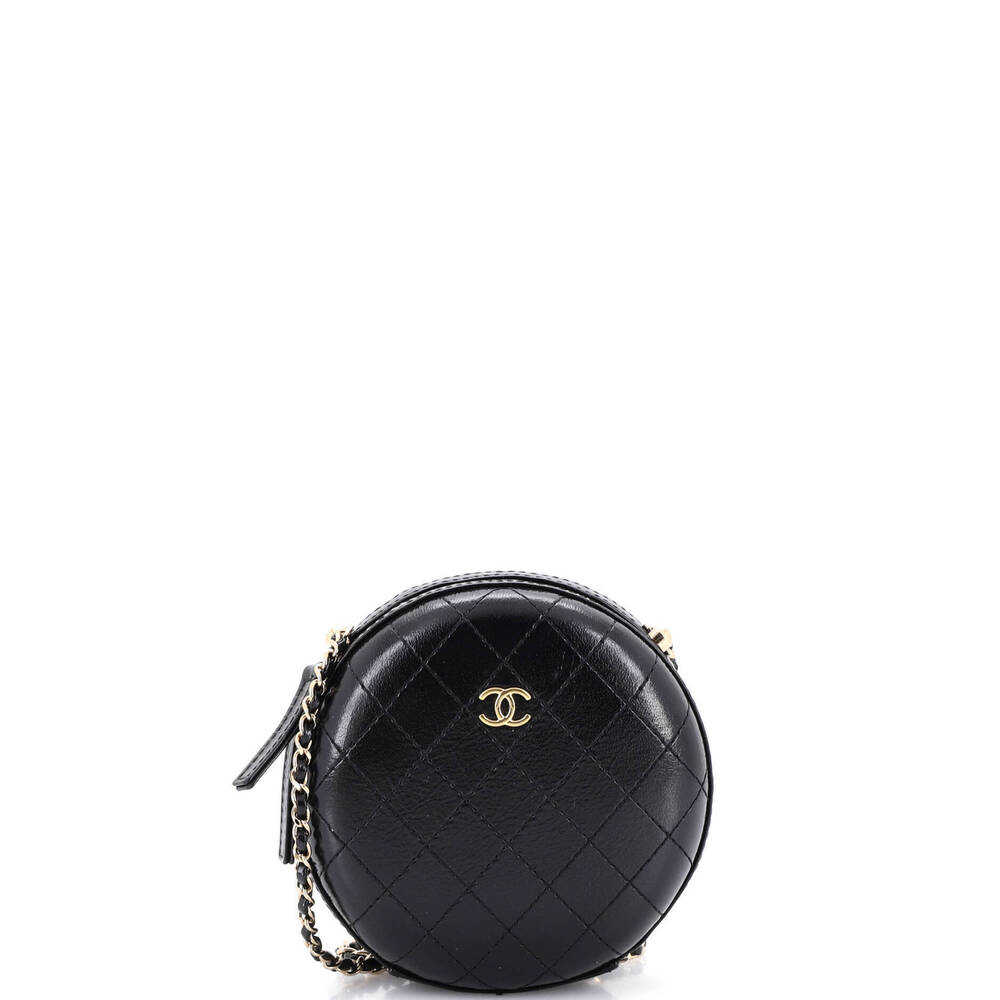 Chanel Small Round Chain Crossbody Bag Stitched Calfskin